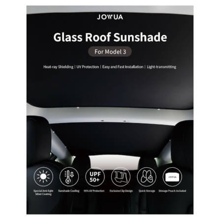 ม่านบังแดดหลังคา JOWUA GLASS ROOF SUNSHADE สำหรับ MODEL 3 HIGHLAND 2024 สีเทา_1